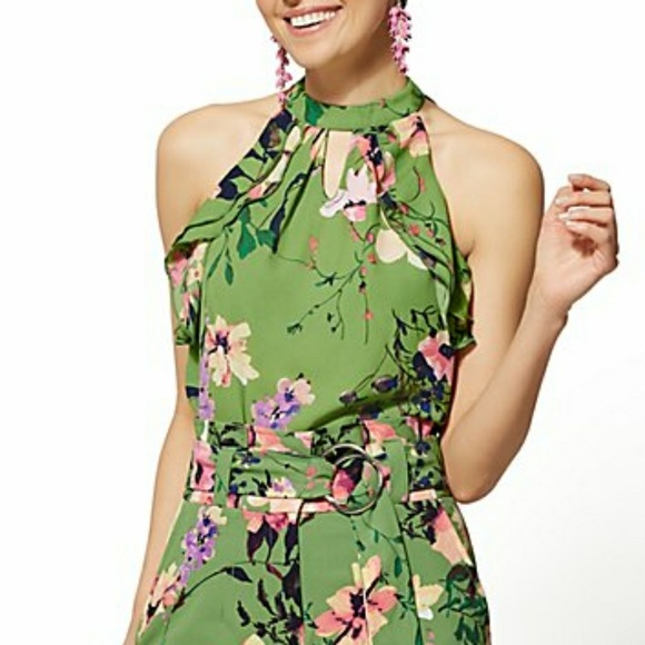 New York & Company Tops - 2 for $25 | NY&CO Floral Ruffled Halter Blouse